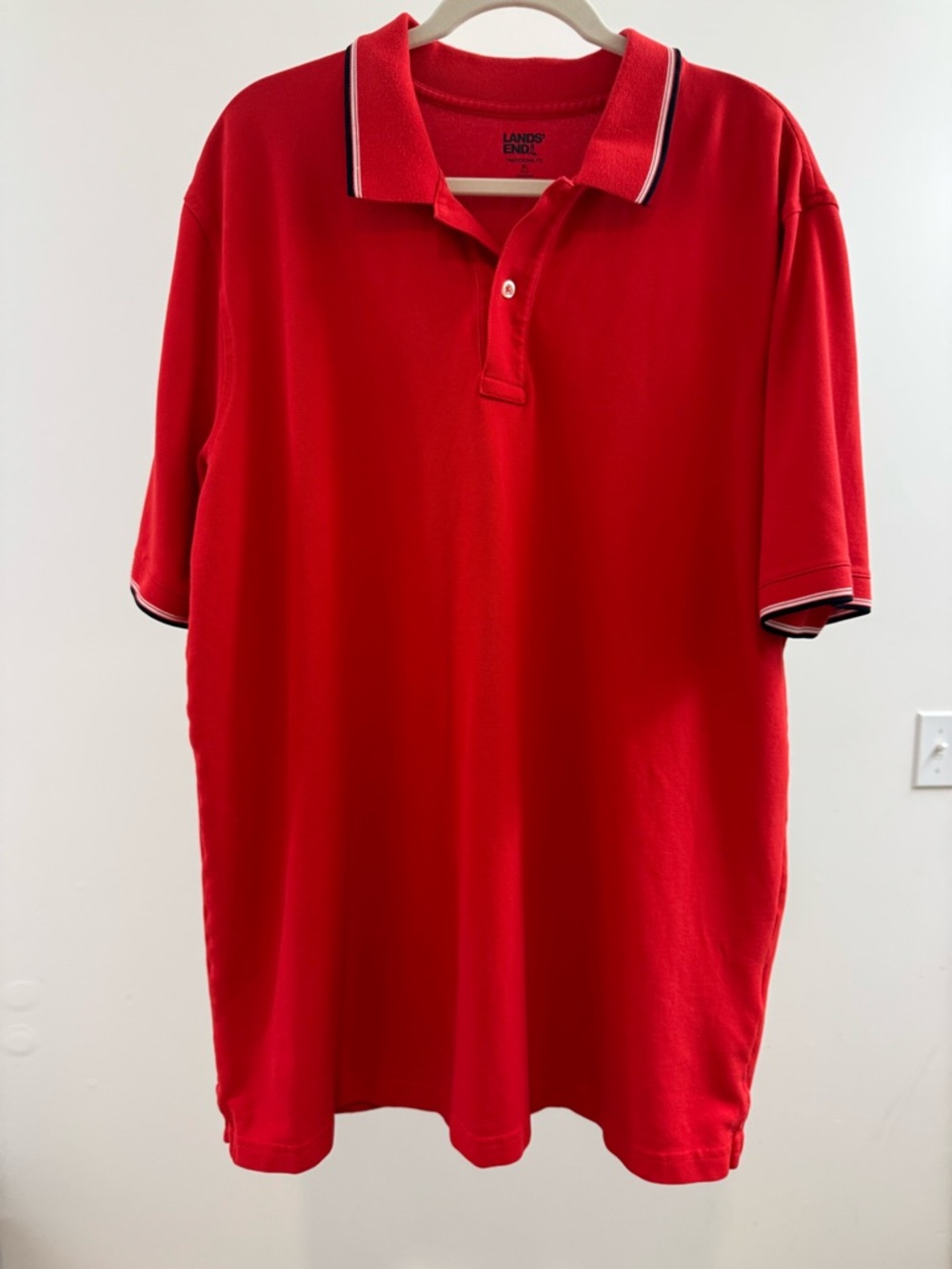 Lands' End Red Polo with Contrast Trim
